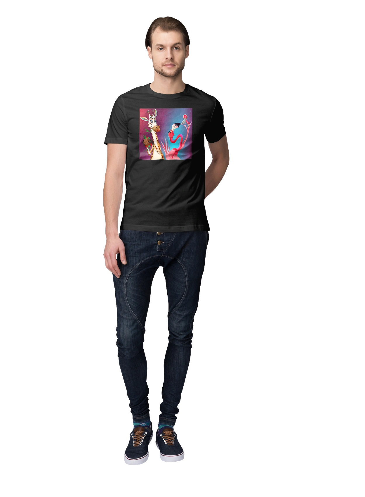 Giraffe And Flamingo At The Party