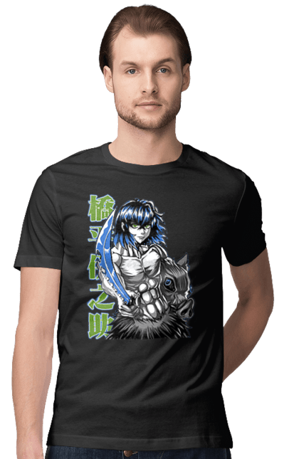 Men's t-shirt with prints Demon Slayer Inosuke. Anime, demon slayer, inosuke, inosuke hashibira, kimetsu no yaiba, manga. 2070702