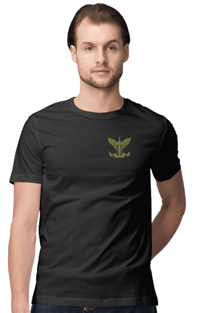 Футболка чоловіча з принтом "Десантно штурмові війська України". Армійська, військова, емблема, мілітарі, хакі. 2070702