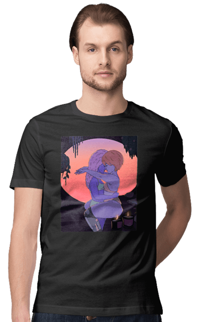 Футболка чоловіча з принтом "Фіолетові Дівчата Обіймаються". Захід, обійми. 2070702