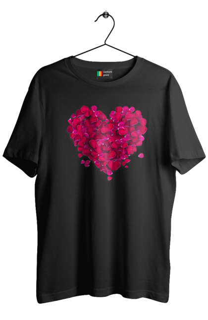 Men`s t-shirt with prints Heart From Rose Petals. Petals, rose flower. 2070702