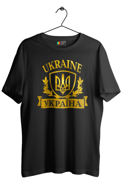 Футболка чоловіча з принтом "Герб України". Герб, герб україни, доброго вечора, з гербом україни, з тризубом, зсу, патріотична, прапор. 2070702