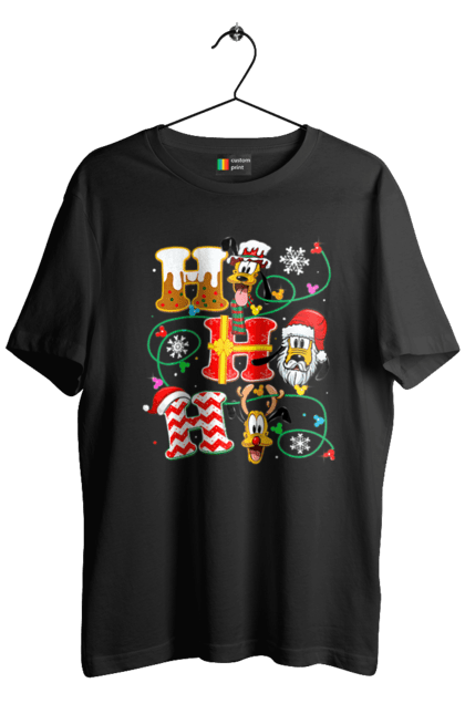 Men's t-shirt with prints Merry Christmas. Cartoon, christmas, christmas, deer, disney, holiday, merry christmas, santa. 2070702