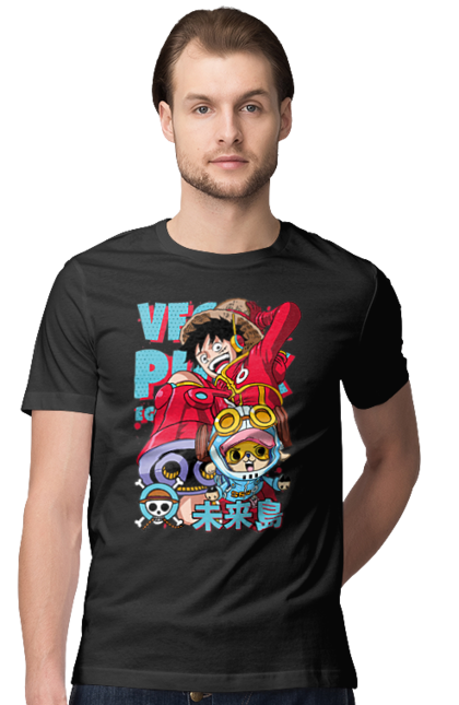 Men's t-shirt with prints One Piece Luffy. Anime, luffy, manga, monkey de luffy, one piece, pirates. 2070702