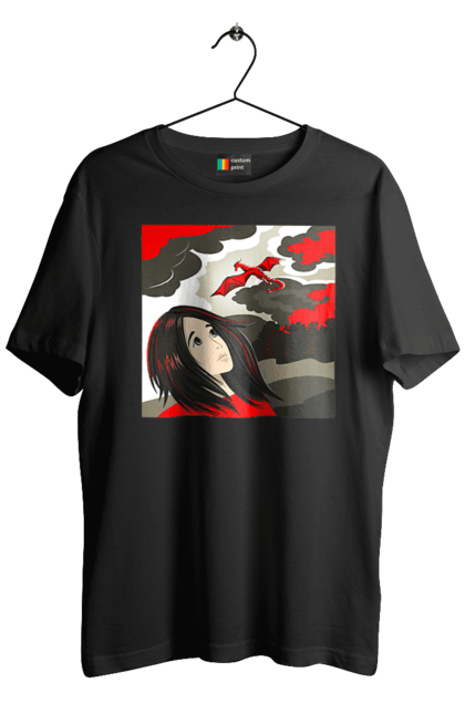 Men's t-shirt with prints Girl and dragon. Dragon, fantasy, romance, young woman. 2070702