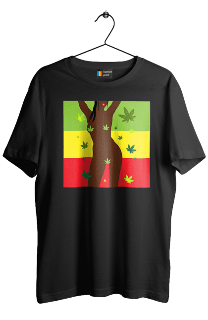 Футболка чоловіча з принтом "Гола Дівчина І Конопля". Гола, конопля, курити, сиськи. 2070702