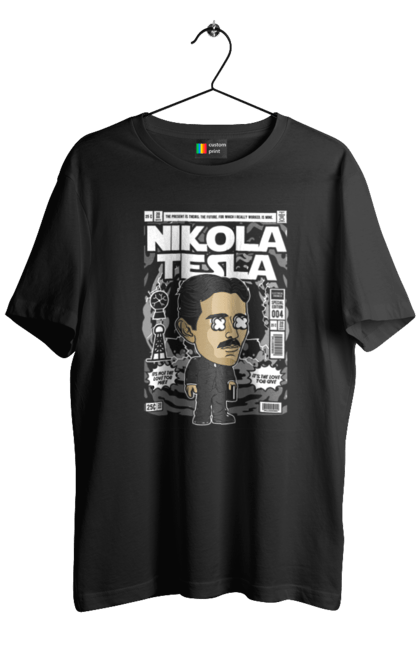 Футболка чоловіча з принтом "Nikola Tesla". Електро, микола, микола тесла, науковець, тесла. Funkotee