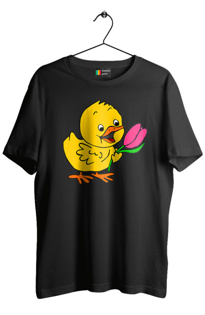 Футболка чоловіча з принтом "Курча З Тюльпаном". Курча, тюльпан. 2070702