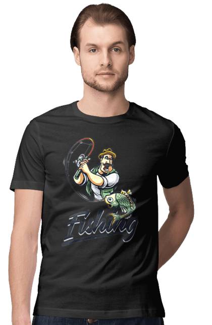 Футболка чоловіча з принтом "Рибалка, літо". Відпочинок, літо, рибалка. 2070702