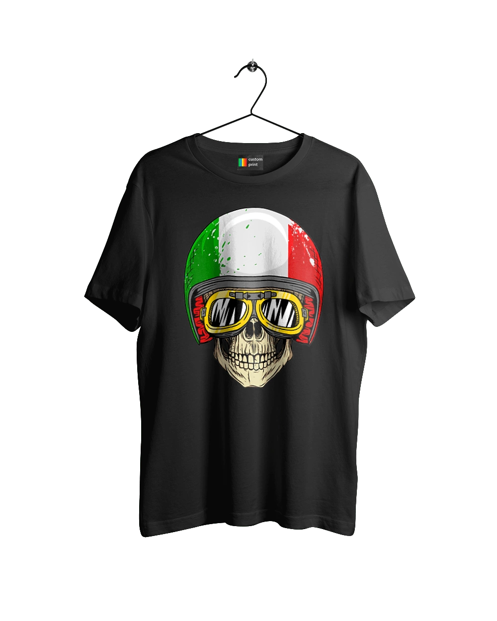 Skull in a motorcycle helmet