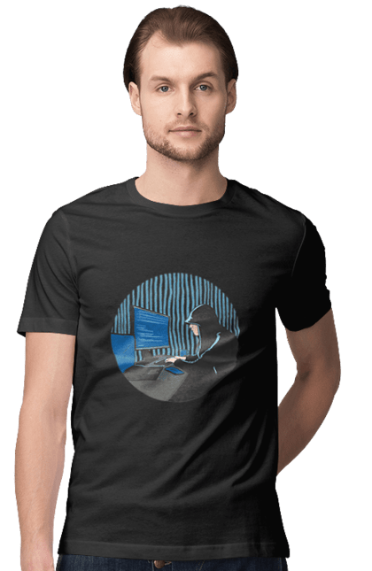 Футболка чоловіча з принтом "Хакер". Бінарний, гік, програміст, хакер. 2070702