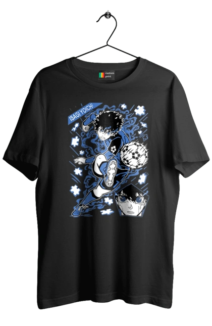 Футболка мужская с принтом Синяя Тюрьма: Блю Лок Йоичи Исаги. Blue lock, yoichi isagi, аниме, блю лок, йоичи исаги, манга, синяя тюрьма, спорт, спортивное аниме. 2070702