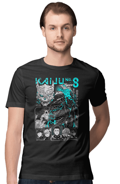 Men's t-shirt with prints Kaiju № 8 Kafka Hibino. Anime, hibino kafka, kafka hibino, kaiju, kaiju 8, kaiju 8, kaiju № 8, manga. 2070702