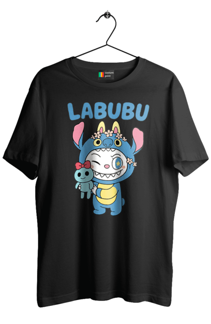 Футболка чоловіча з принтом "Лабубу". Іграшка лабубу, лабубу, лабубу кока кола, мерч лабубу, мила, синя лабаба, смішна лабубу. 2070702