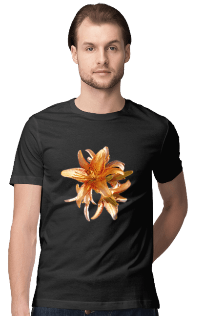 Футболка чоловіча з принтом "Оранжева лілія". Квітка, краса, лілія, оранжевий, помаранчевий, природа, сонячний. 2070702