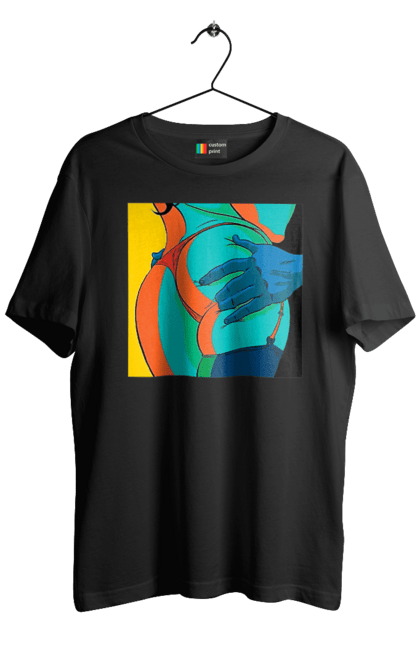 Футболка чоловіча з принтом "Жіноча Попа В Чоловічих Руках". Гола, жопа, ляпас. 2070702