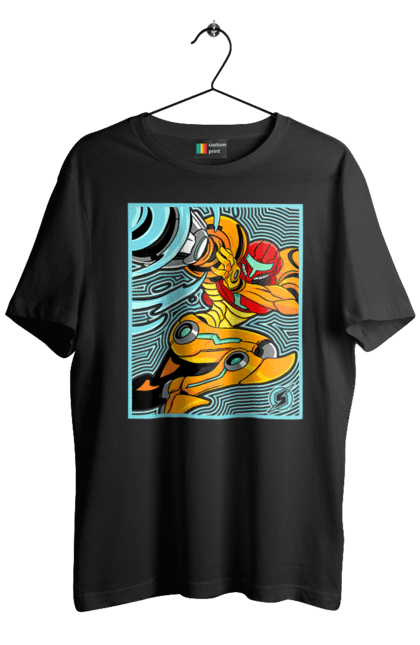 Men's t-shirt with prints Metroid Samus Aran. Game, head hunter, heroine, metroid, power suit, samus aran, video game. 2070702