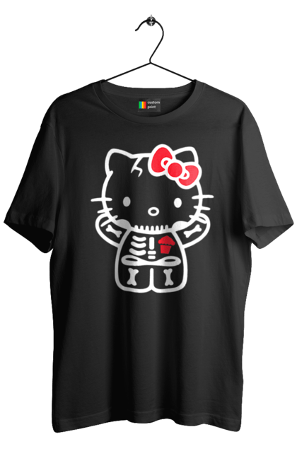 Men's t-shirt with prints Hello Kitty Halloween. Brand, character, halloween, hello kitty, kitten, kitty, skeleton, zombie. 2070702