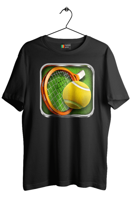 Футболка чоловіча з принтом "Теніс". Великий теніс, гравці, лондон, м`яч, призовий фонд, ракетка, спонсор, турнір на ґрунті, турнір на траві, турнірна сітка. 2070702