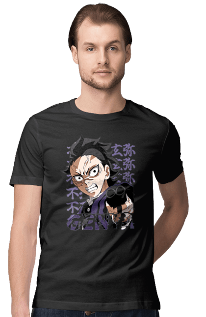 Men's t-shirt with prints Demon Slayer Genya Shinazugawa. Anime, demon slayer, genya, genya shinazugawa, kimetsu no yaiba, manga, аниме, истребитель демонов, манга. 2070702