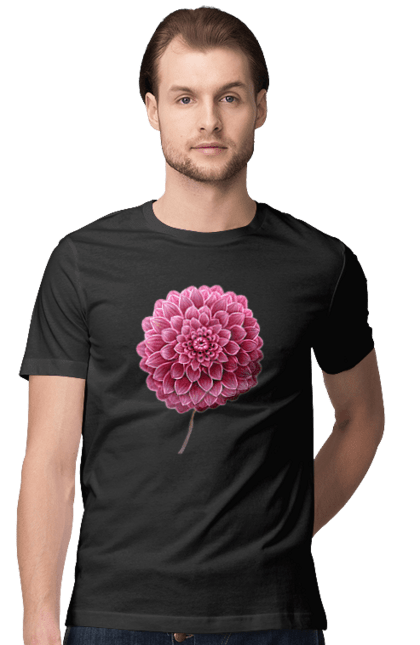 Футболка чоловіча з принтом "Рожева, велика квітка". Букет, весна, квіти, квітка, рожева квітка. PrintMarket - інтернет-магазин одягу та аксесуарів з принтами плюс конструктор принтів - створи свій унікальний дизайн