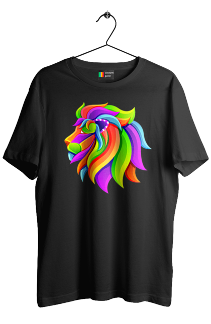 Men's t-shirt with prints Lion. Animal, art, bright, king of beasts, lion, lion, mane, picture. 2070702