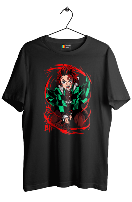 Men's t-shirt with prints Demon Slayer Tanjiro. Anime, demon slayer, kamado tanjiro, manga, tanjiro. 2070702