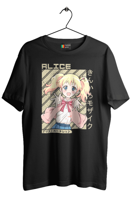 Men's t-shirt with prints Kiniro Mosaic Alice Cartelet. Alice, alice cartelet, anime, gold mosaic, kiniro mosaic, kinmoza, manga. 2070702