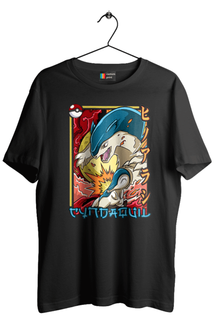 Men's t-shirt with prints Pokemon Cyndaquil. Cyndaquil, nintendo, pokemon, pokemon go. 2070702