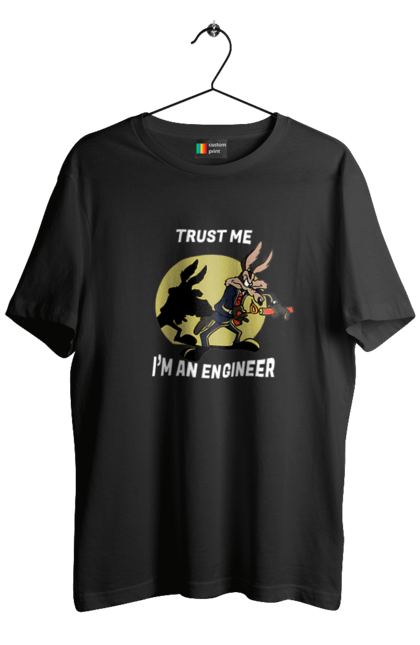 Футболка чоловіча з принтом "Довірся мені, я інженер". It, вибух, гумор, інженер, тварини. CustomPrint.market