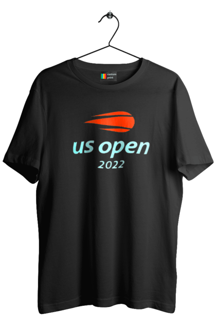 Футболка чоловіча з принтом "Тенісний турнір US Open 2022". Великий теніс, відкритий чемпіонат, гравці, м`яч, нью йорк, призовий фонд, ракетка, турнір на ґрунті, хард, чемпіонат америки. CustomPrint.market