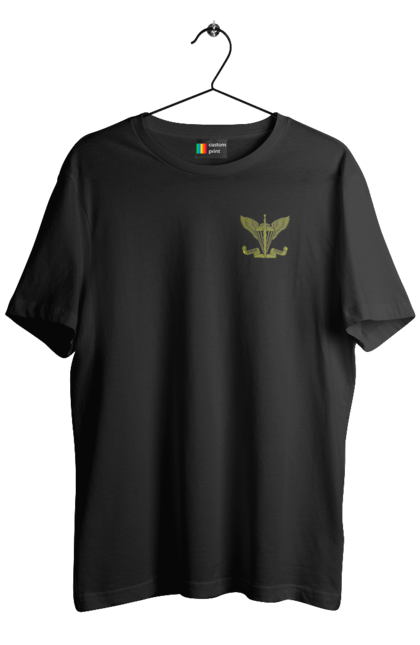 Футболка чоловіча з принтом "Десантно штурмові війська України". Армійська, військова, емблема, мілітарі, хакі. 2070702