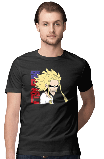 Футболка мужская с принтом Моя геройская академия Всемогущий. All might, my hero academia, yagi toshinori, академия юэй, аниме, всемогущий, манга, моя геройская академия, один за всех, тошинори яги. 2070702