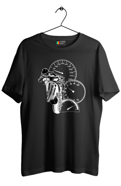 Футболка чоловіча з принтом "Мотоцикл І Швидкість Білий". Мото, мотоцикл, швидкість. 2070702
