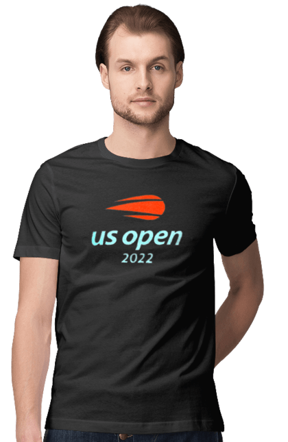 Футболка чоловіча з принтом "Тенісний турнір US Open 2022". Великий теніс, відкритий чемпіонат, гравці, м`яч, нью йорк, призовий фонд, ракетка, турнір на ґрунті, хард, чемпіонат америки. CustomPrint.market