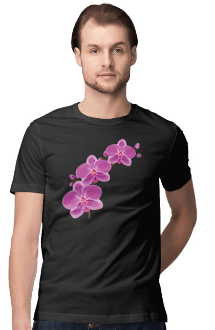 Футболка чоловіча з принтом "Гілка Орхідеї". Квітка, орхідея. CustomPrint.market