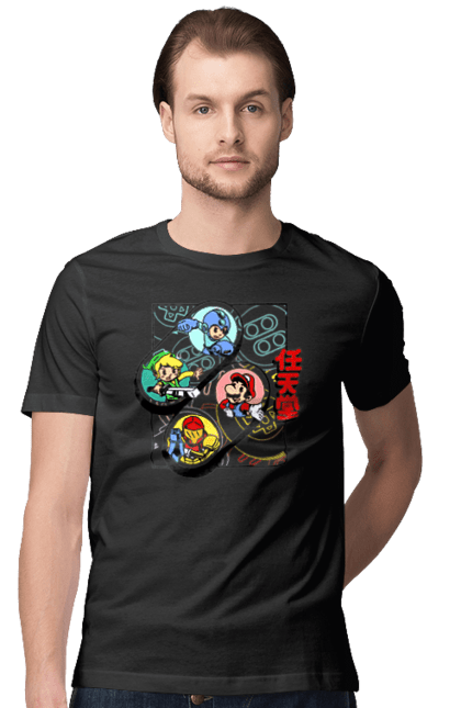 Men's t-shirt with prints Nintendo. Games, mario, mario, mega man, metroid, nintendo, prefix, zelda. 2070702