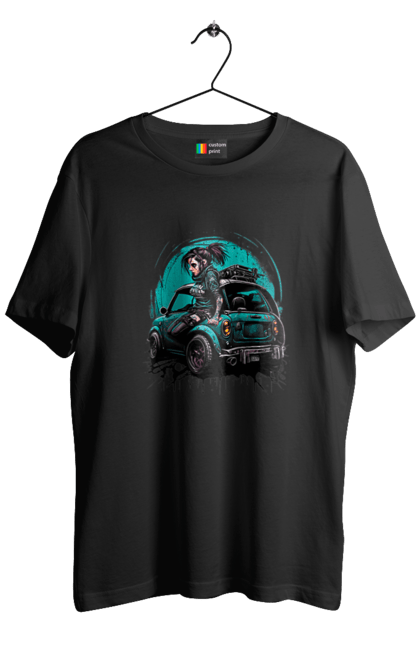 Футболка чоловіча з принтом "Кіберпанк дівчина". Арт, графіка, дівчата, ігри, кіберпанк, малюнок. 2070702