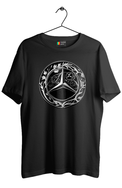Футболка чоловіча з принтом "Mercedes Benz Лого Арт". Авто, автомобіль, логотип мерседес, машини, мерс, мерседес. 2070702