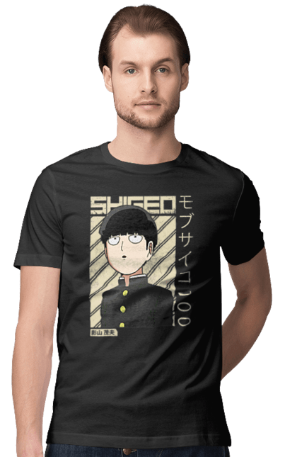 Футболка чоловіча з принтом "Mob Psycho 100". Anime, manga, mob psycho 100, shigeo kageyama, аніме, манга, моб, моб-вар ят 100, сігео кагеяма, шіґео каґеяма. 2070702