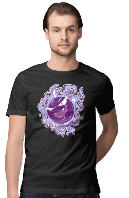 Men's t-shirt with prints Pokemon Gastly. Anime, games, gastly, nintendo, pokemon, pokemon go. 2070702