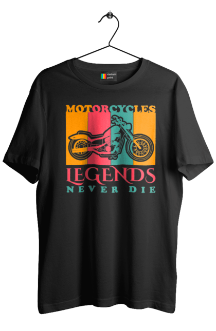 Футболка чоловіча з принтом "мотоцикл легенда". Легенда, мотоспорт, мотоцикл. 2070702