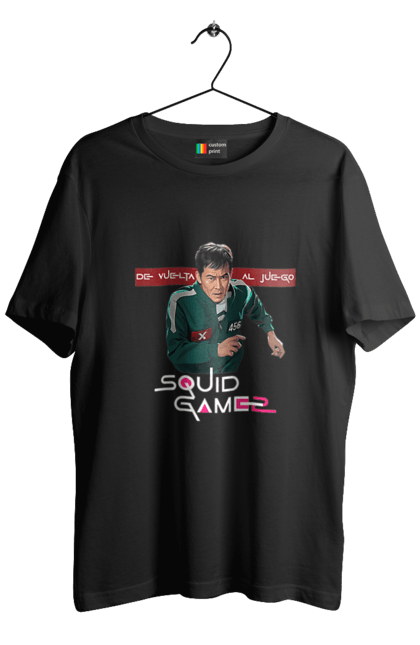 Men's t-shirt with prints Squid Game Seong Gi hun. 456, netflix, player 456, seong gi hun, seong gi-hun, squid game, tv series. 2070702