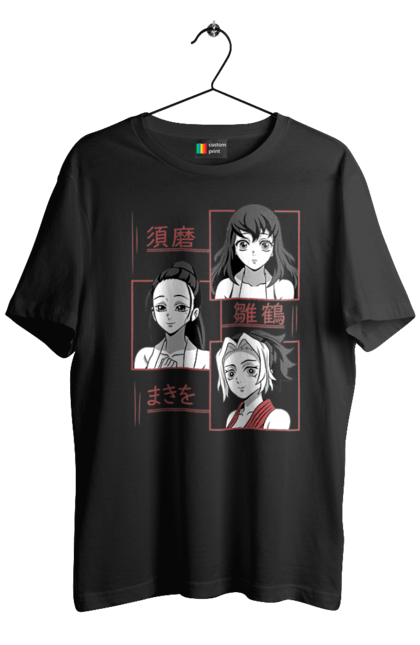 Men's t-shirt with prints Demon Slayer Hinatsuru, Makio and Suma. Demon slayer, hinatsuru, makio, suma, tengen. 2070702