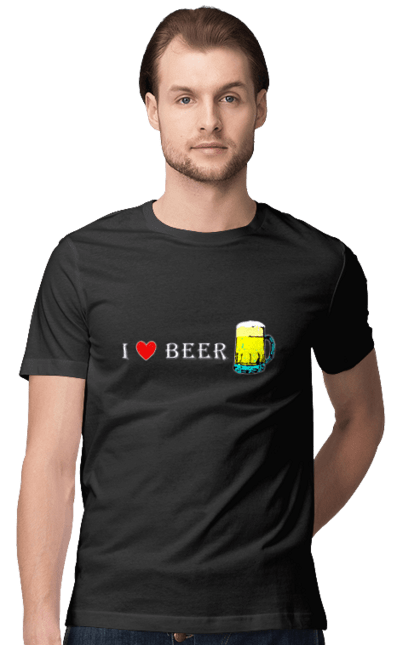 Футболка чоловіча з принтом "Я Люблю Пиво". Алкоголь, алкоголь гумор, бухати, бухло, келих, кухоль, люблю, пиво, текст, юмор, я. ART принт на футболках