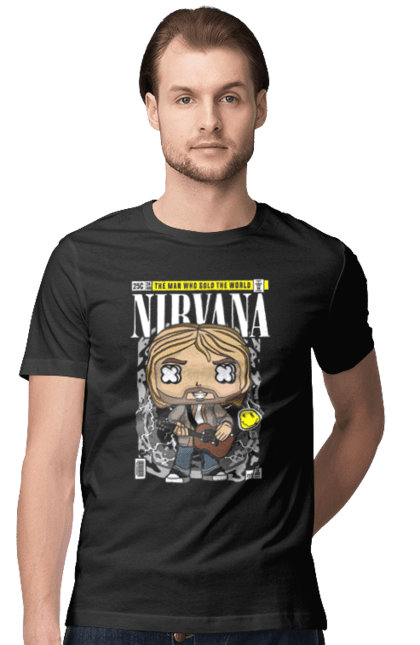 Футболка чоловіча з принтом "Nirvana Kurt Cobain". Кобейн, курт, курт кобейн, музика, нірвана, рок. Funkotee