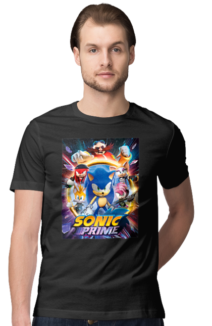 Футболка чоловіча з принтом "Сонік". Sega, гра, сонік. CustomPrint.market