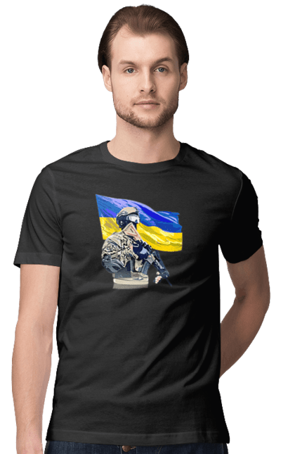 Футболка чоловіча з принтом "ЗСУ | Прапор". Війна, герб, збройні сили україни, зсу, патріотична, прапор україни, русский военный корабль, україна, українська символіка, флаг. 2070702