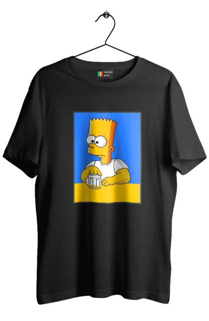 Футболка чоловіча з принтом "Барт любитель пива". Барт, барт сімпсон, мультперсонажі, мультфільми, сімпсони, український прапор. 2070702