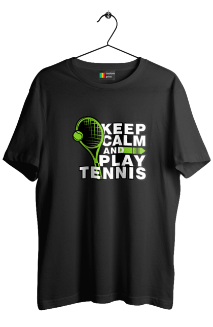 Футболка чоловіча з принтом "Keep Calm And Play Tennis". Keep calm, великий теніс, зберігай спокій, спорт, теніс, тенніс. futbolka.stylus.ua